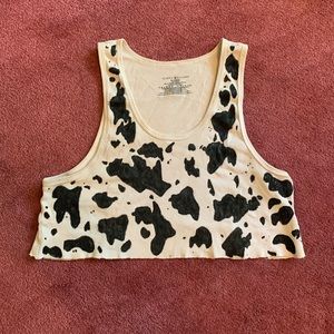 Cow print hand painted tank